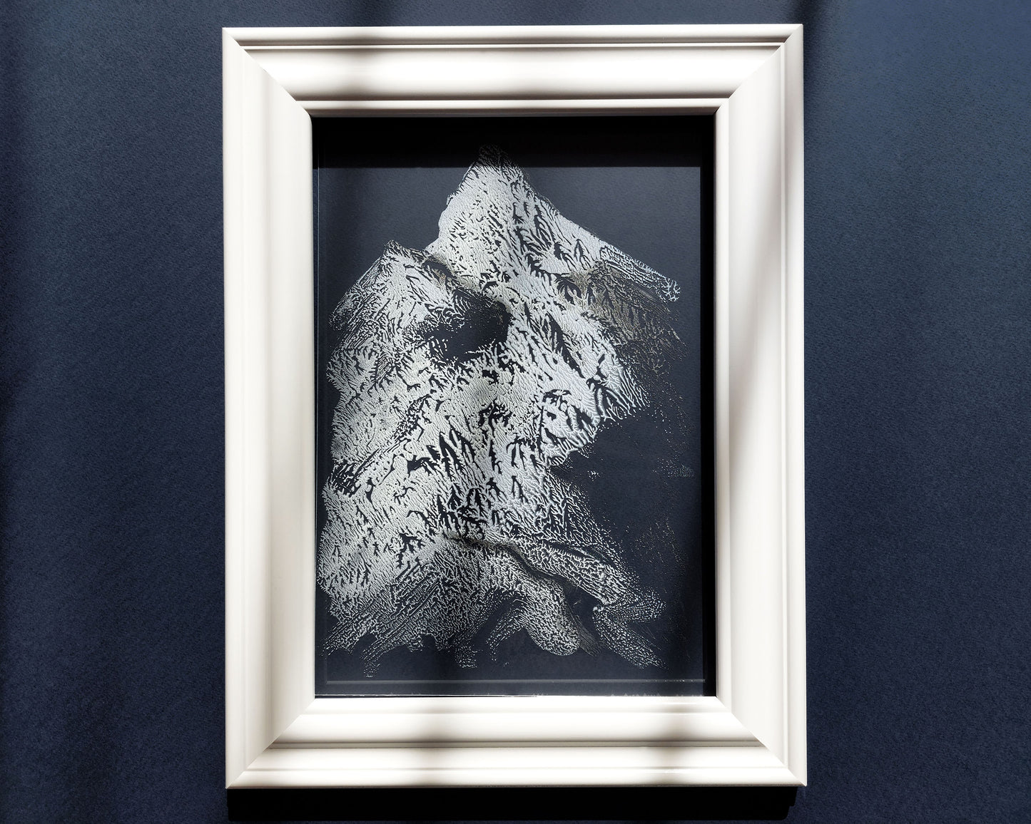 N4 Silver white and light blue Holiday winter wall art Abstract mountains Monotype print on Plexiglass Modern original artwork UNFRAMED Printmaking handmade block relief print Bedroom bathroom decor Home decoration unique one cope for New home gift Nature lovers gift