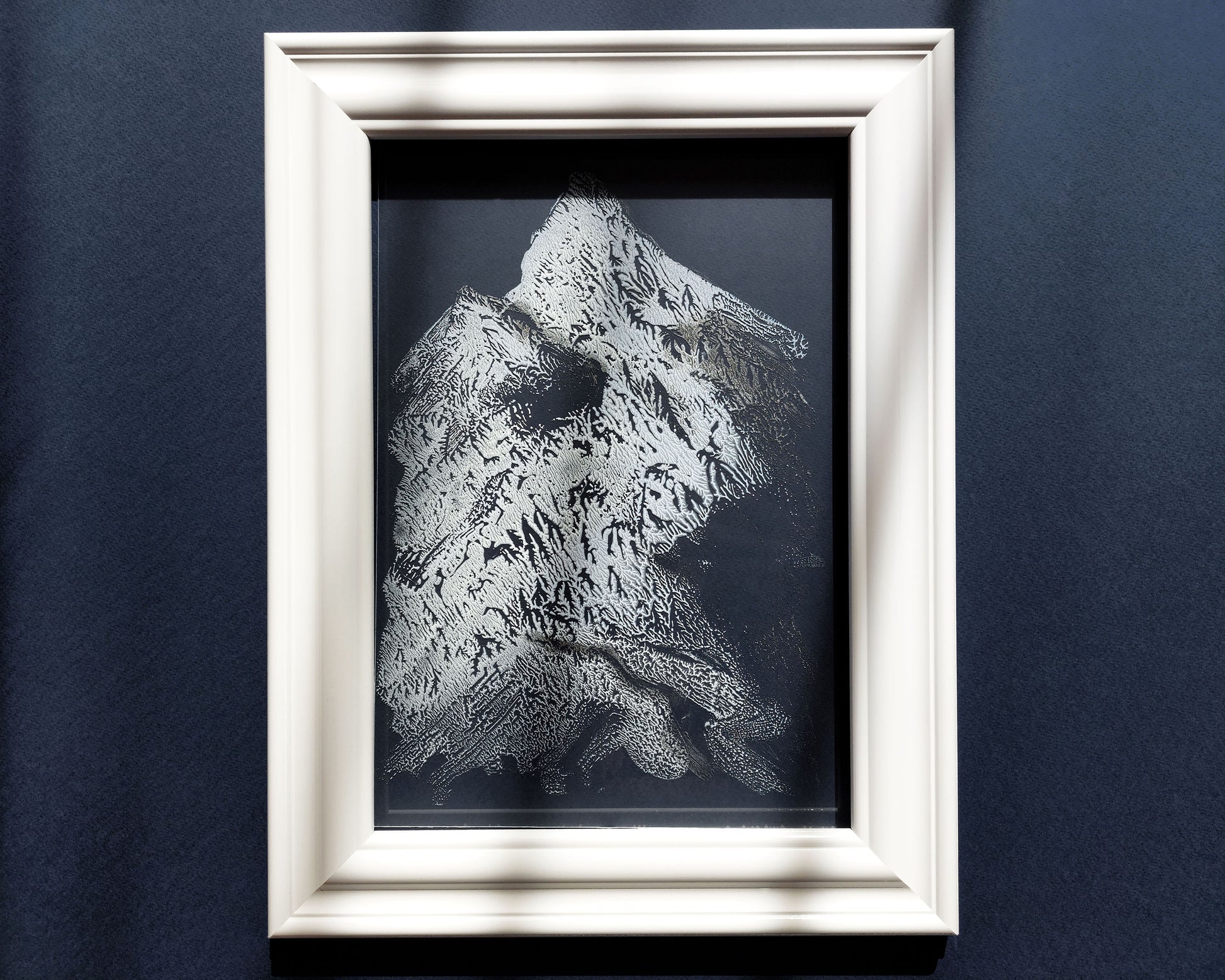 N4 Silver white and light blue Holiday winter wall art Abstract mountains Monotype print on Plexiglass Modern original artwork UNFRAMED Printmaking handmade block relief print Bedroom bathroom decor Home decoration unique one cope for New home gift Nature lovers gift