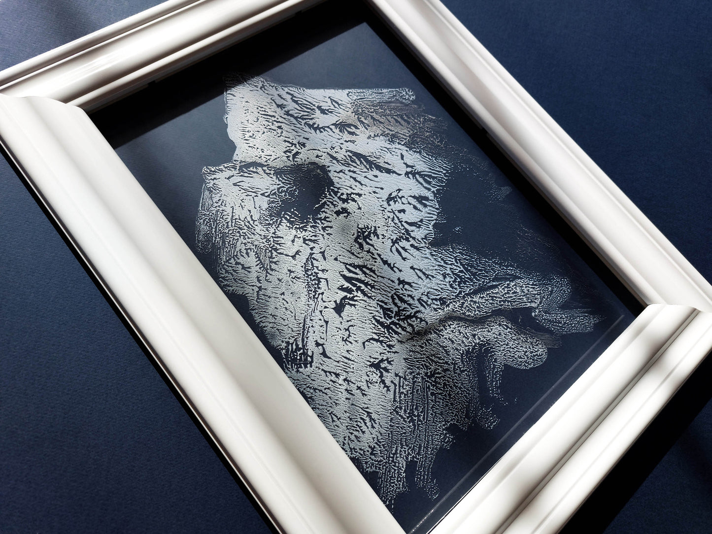 N4 Silver white and light blue Holiday winter wall art Abstract mountains Monotype print on Plexiglass Modern original artwork UNFRAMED Printmaking handmade block relief print Bedroom bathroom decor Home decoration unique one cope for New home gift Nature lovers gift