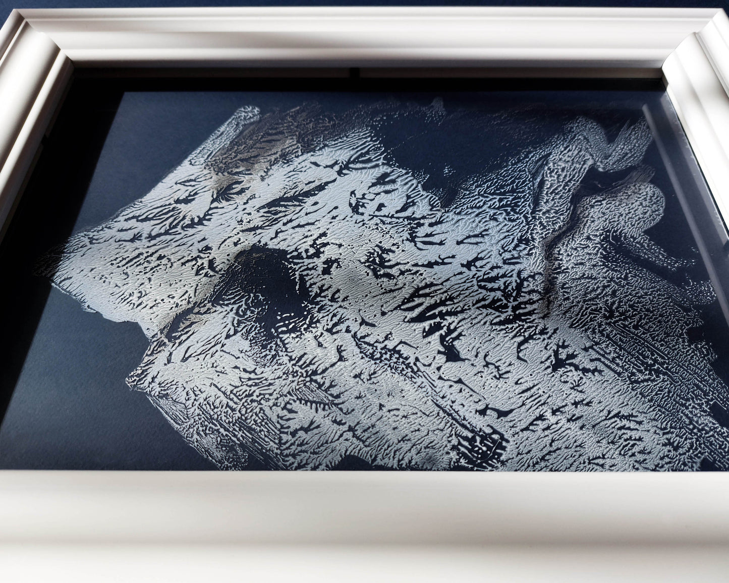 N4 Silver white and light blue Holiday winter wall art Abstract mountains Monotype print on Plexiglass Modern original artwork UNFRAMED Printmaking handmade block relief print Bedroom bathroom decor Home decoration unique one cope for New home gift Nature lovers gift