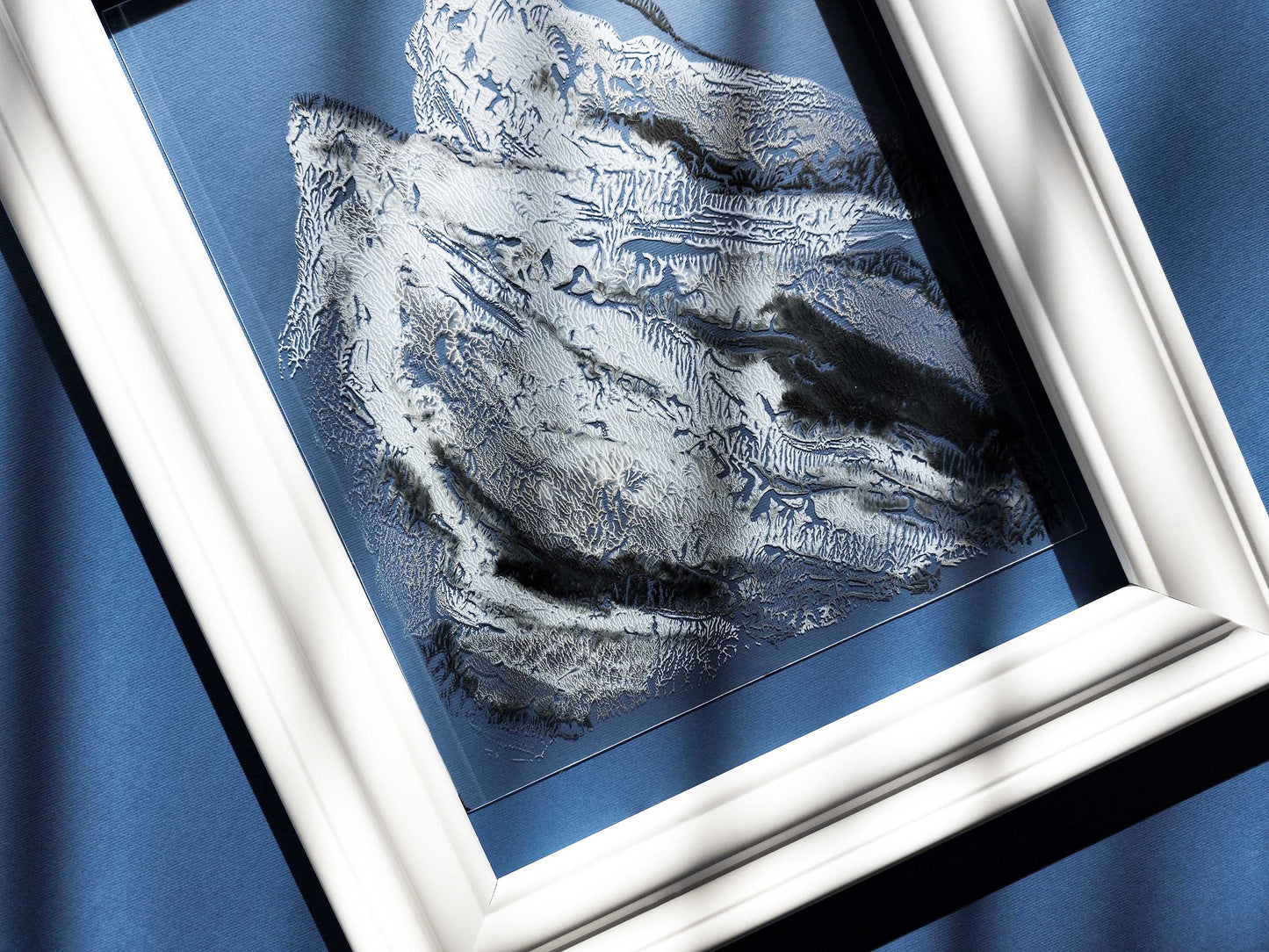Black silver and blue Abstract mountains Monotype print on Plexiglass Holiday winter wall art Modern original painting artwork UNFRAMED, simple artwork, Monoprint art, Relief print, nature lover gift, Printmaking art, handmade print, Black silver white, Holiday winter wall art decoration for living room or bedroom wall decor