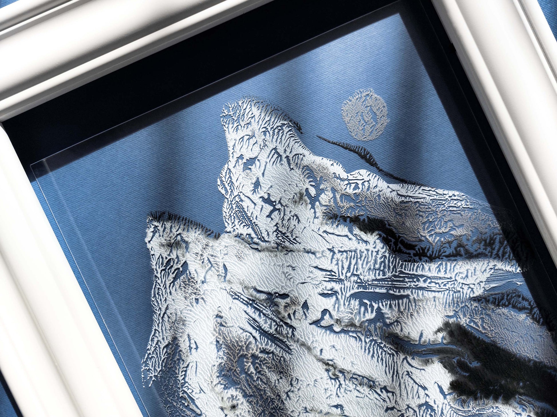 Black silver and blue Abstract mountains Monotype print on Plexiglass Holiday winter wall art Modern original painting artwork UNFRAMED, simple artwork, Monoprint art, Relief print, nature lover gift, Printmaking art, handmade print, Black silver white, Holiday winter wall art decoration for living room or bedroom wall decor