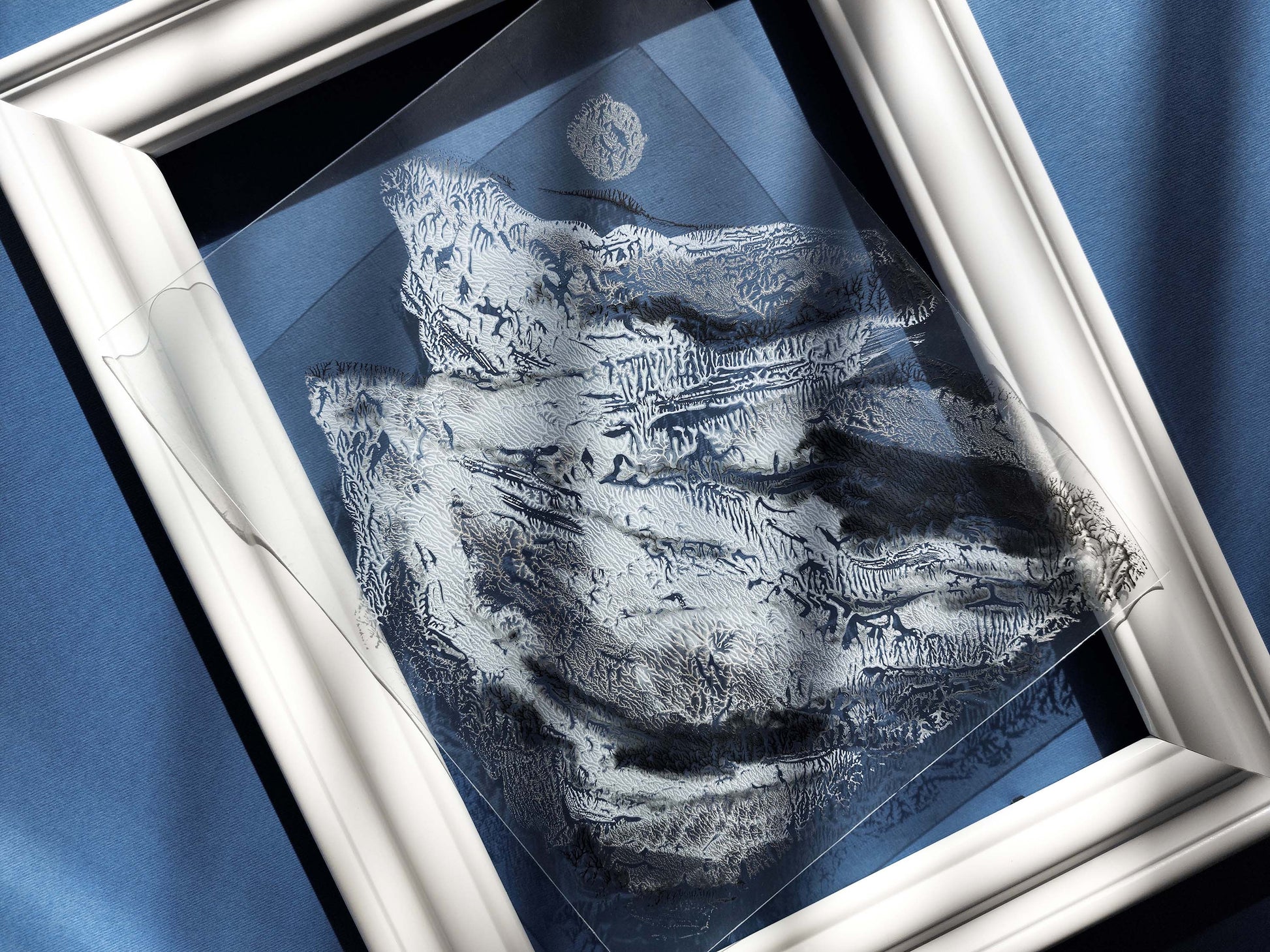 Black silver and blue Abstract mountains Monotype print on Plexiglass Holiday winter wall art Modern original painting artwork UNFRAMED, simple artwork, Monoprint art, Relief print, nature lover gift, Printmaking art, handmade print, Black silver white, Holiday winter wall art decoration for living room or bedroom wall decor