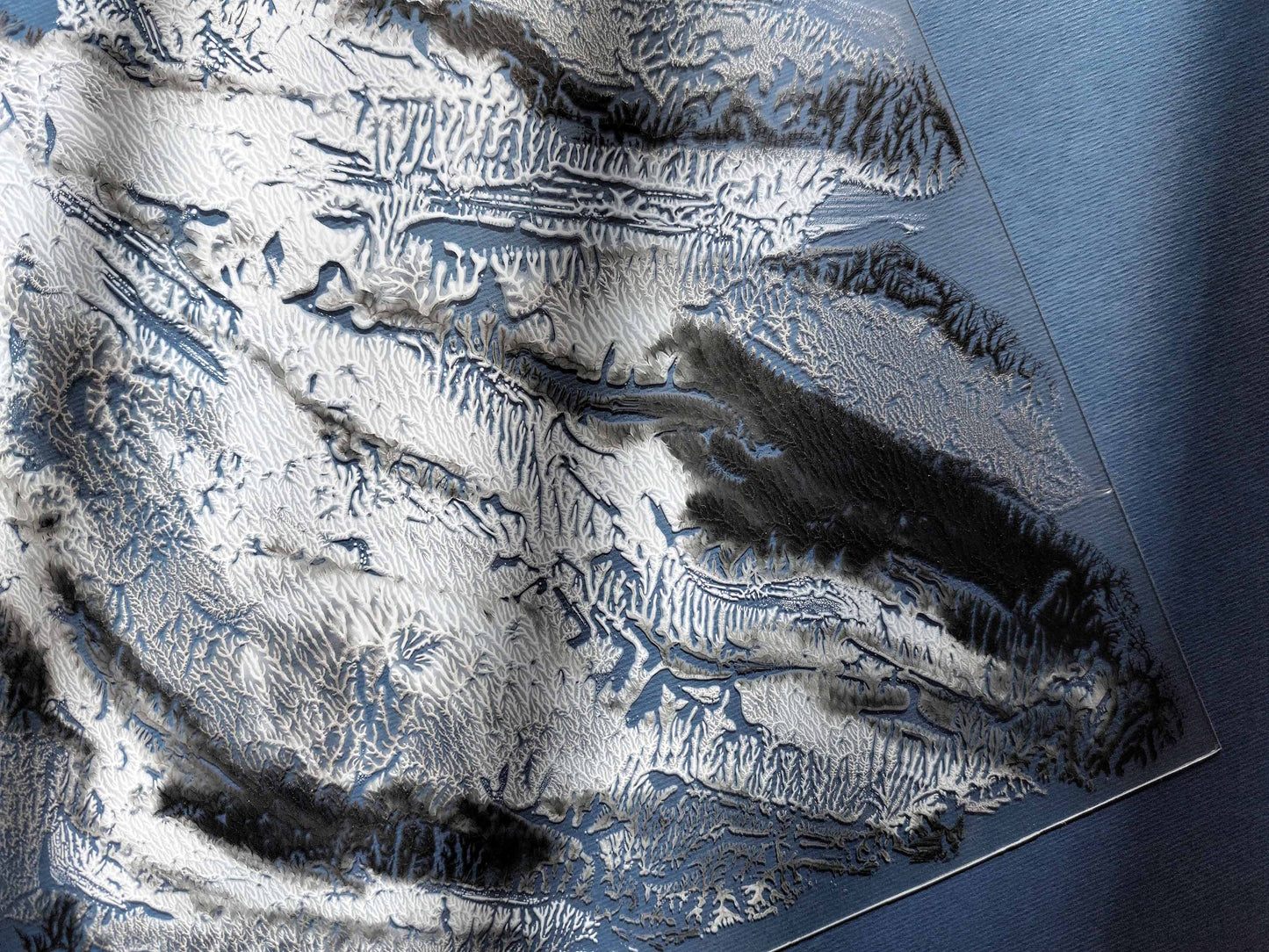 Black silver and blue Abstract mountains Monotype print on Plexiglass Holiday winter wall art Modern original painting artwork UNFRAMED, simple artwork, Monoprint art, Relief print, nature lover gift, Printmaking art, handmade print, Black silver white, Holiday winter wall art decoration for living room or bedroom wall decor