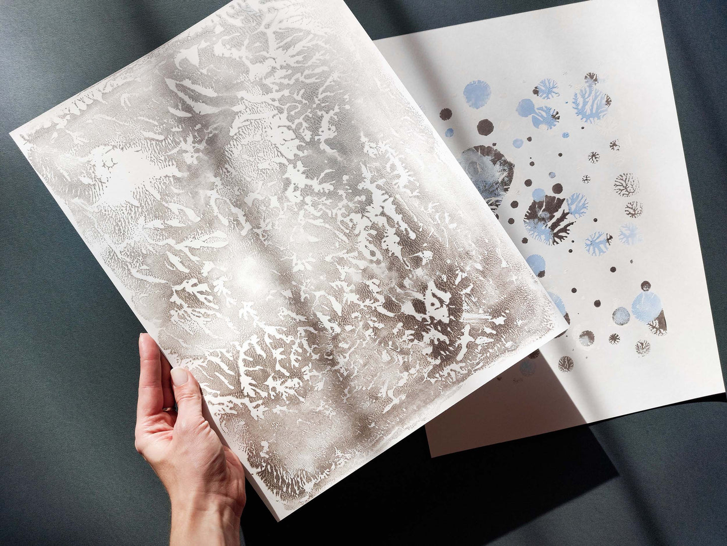 Abstract light blue snow Silver relief texture Holiday winter wall art Gallery wall set of 2 Monotype prints Original artwork New home gift, bedroom or living room wall decoration, Relief print, Printmaking art, Minimalist Festive scandinavian decor, winter wall art