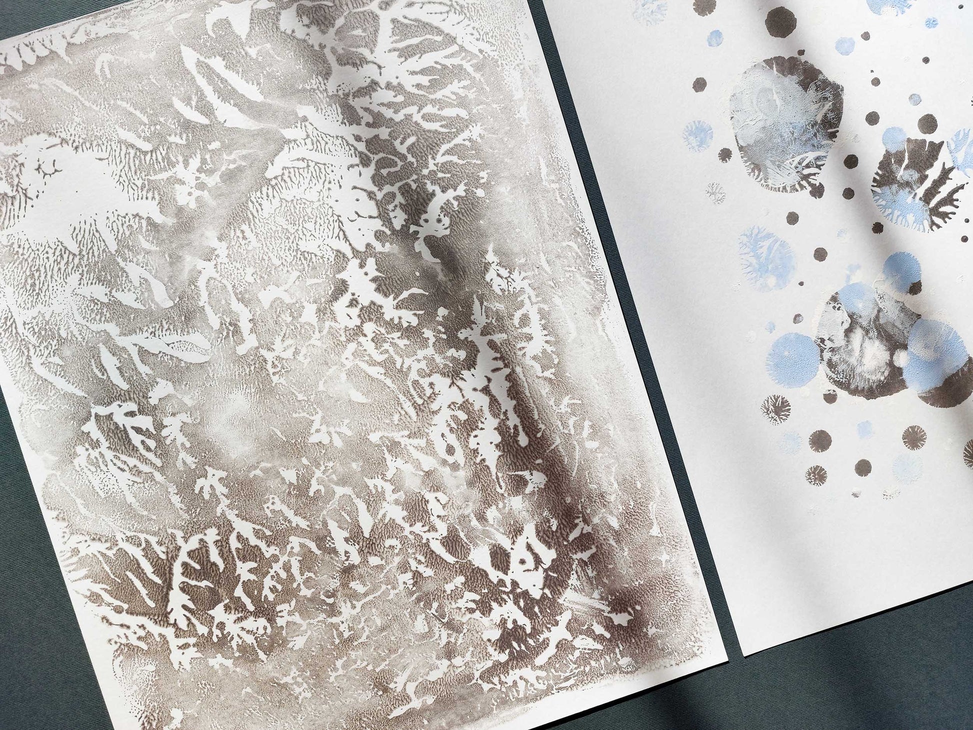 Abstract light blue snow Silver relief texture Holiday winter wall art Gallery wall set of 2 Monotype prints Original artwork New home gift, bedroom or living room wall decoration, Relief print, Printmaking art, Minimalist  Festive scandinavian decor, winter wall art