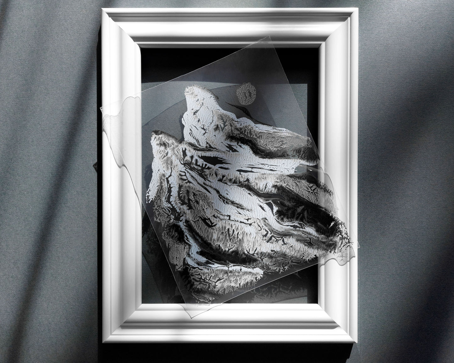 Abstract mountains original painting simple artwork Monotype print Monoprint art Textured wall art Relief print nature lover gift Printmaking art Plexiglass wall art Holiday winter wall Modern wall decor Silver black blue Handmade printmaking decoration Home decor accessories Living room Bedroom Workspace Office wall decorations