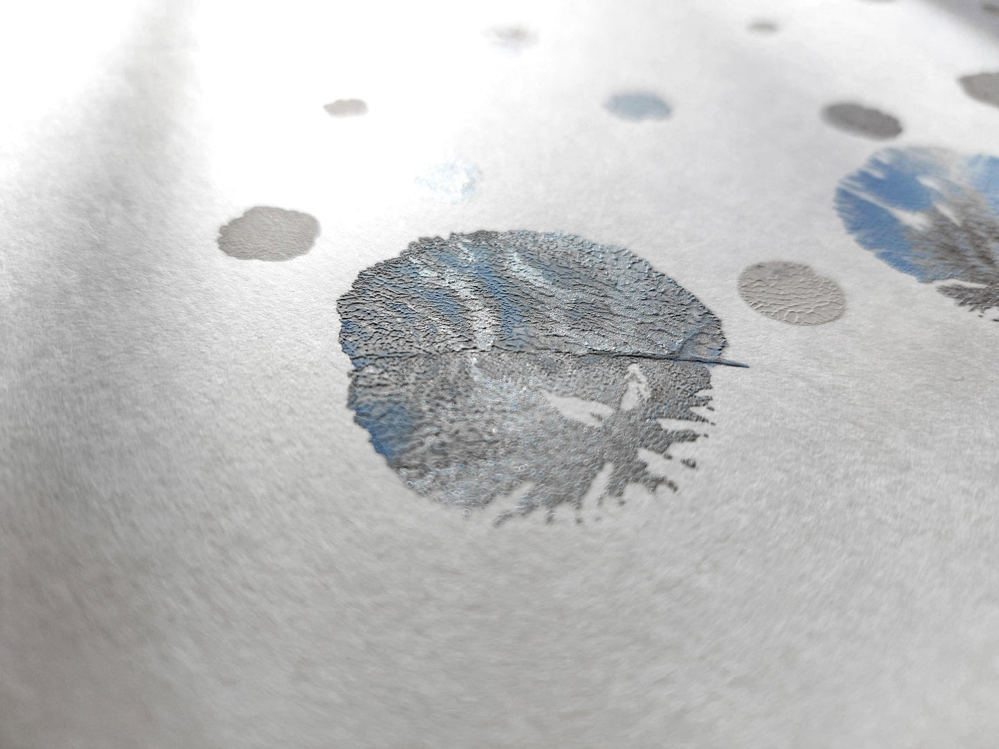 Monotype print, Bedroom wall decor, Living room wall art, Printmaking art, relief print, Original artwork, Blue and silver art, abstract snowflakes, Holiday winter wall, Christmas art festive decor, Noel decoration, Minimalist art, home acsessories wall decoration, workspace wall decor