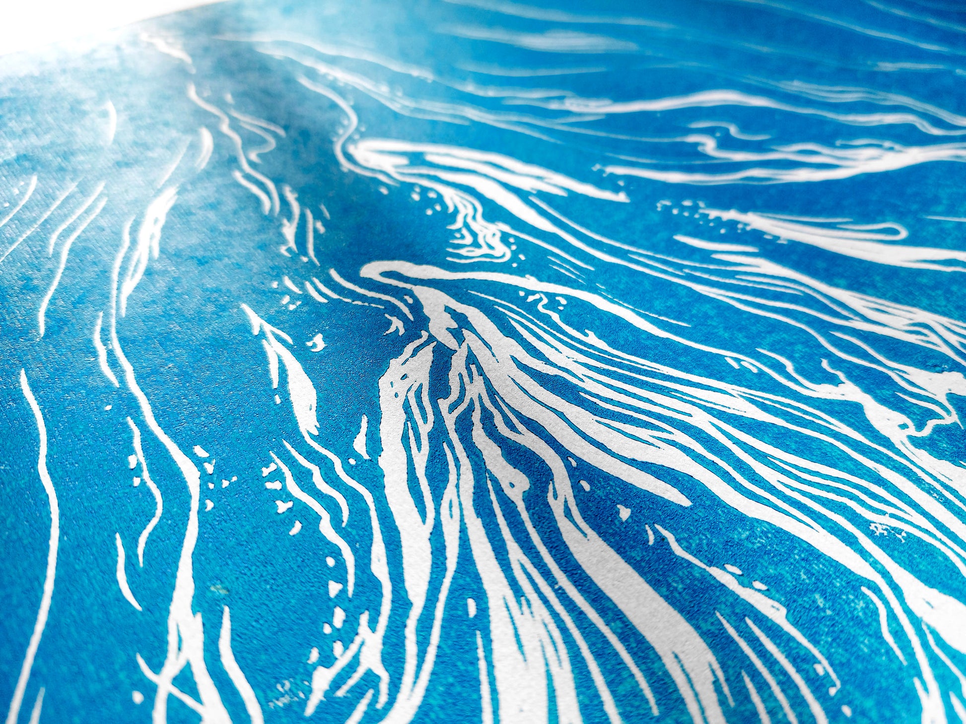 Original artwork	Lino linogravure	Large linocut print	Blue waves sand	relief Printmaking	Nautical bedroom	living room wall art	block ocean decor	First home gift	water linoleum art	Bathroom coastal	Modern beach new	Sea wall accessories