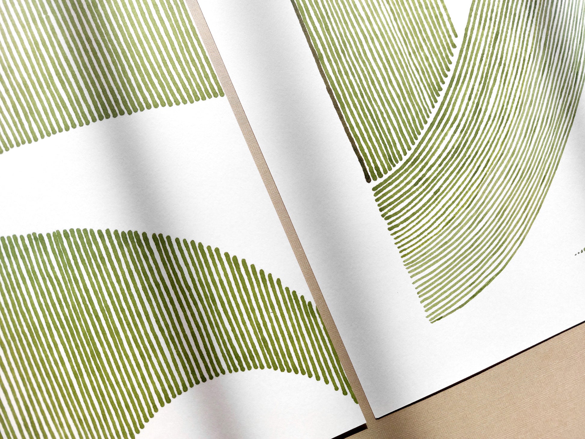 Summer gallery wall set of 2 art Sage green sun abstract lines arch Original hand drawn artwork Bedroom decor New home gift One of kind