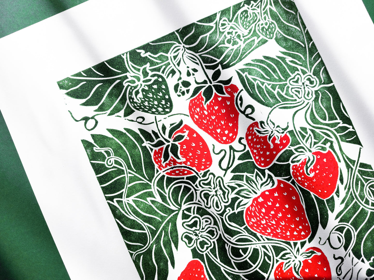 Linocut print Linogravure lino Botanical block original artwork Relief printmaking linoleum wall art Farmhouse lover gift Bedroom dining decor Modern kitchen art cottagecore decor Berry Strawberries strawberry nature first home gift farm
