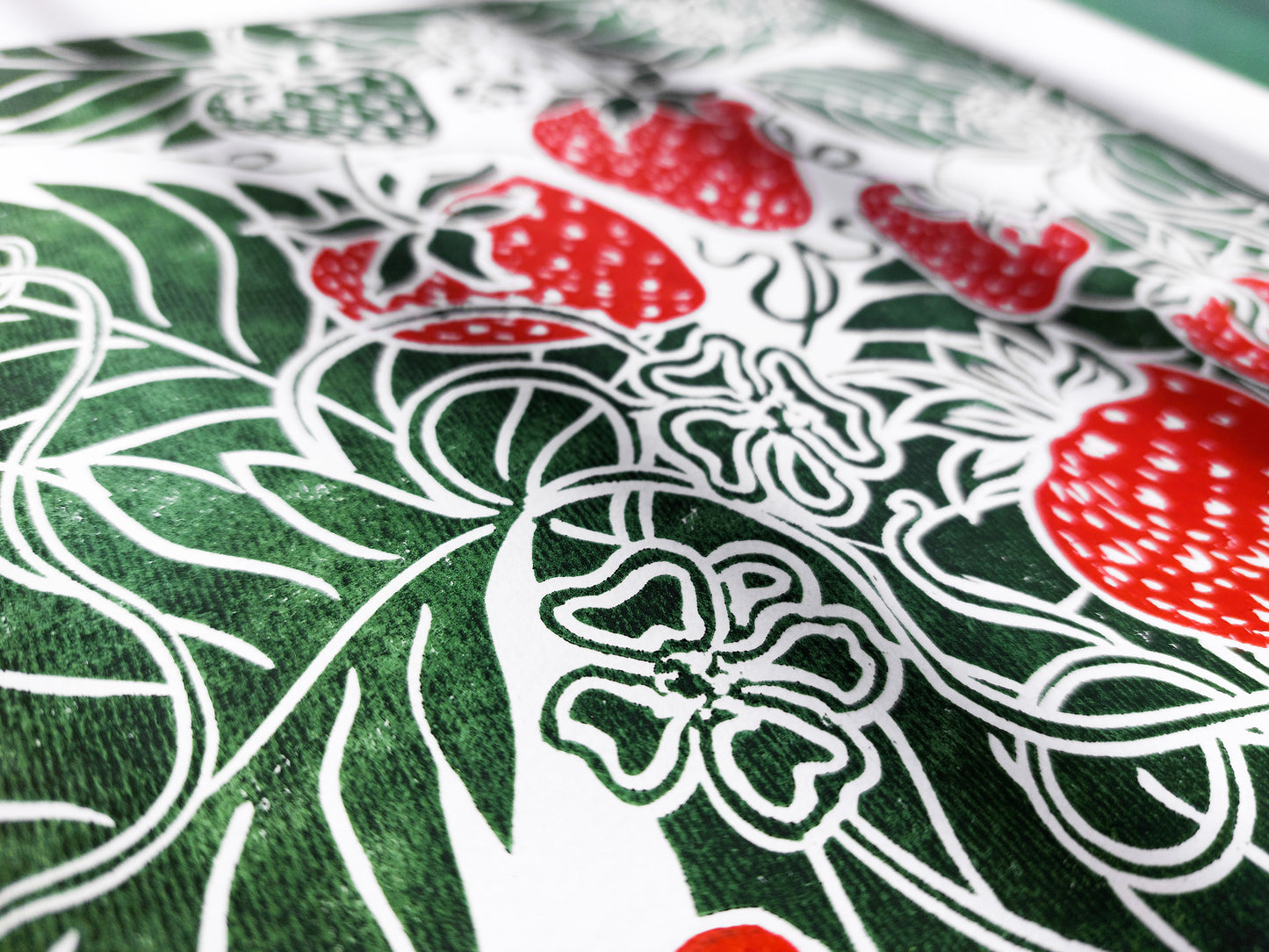 Linocut print Linogravure lino Botanical block original artwork Relief printmaking linoleum wall art Farmhouse lover gift Bedroom dining decor Modern kitchen art cottagecore decor Berry Strawberries strawberry nature first home gift farm