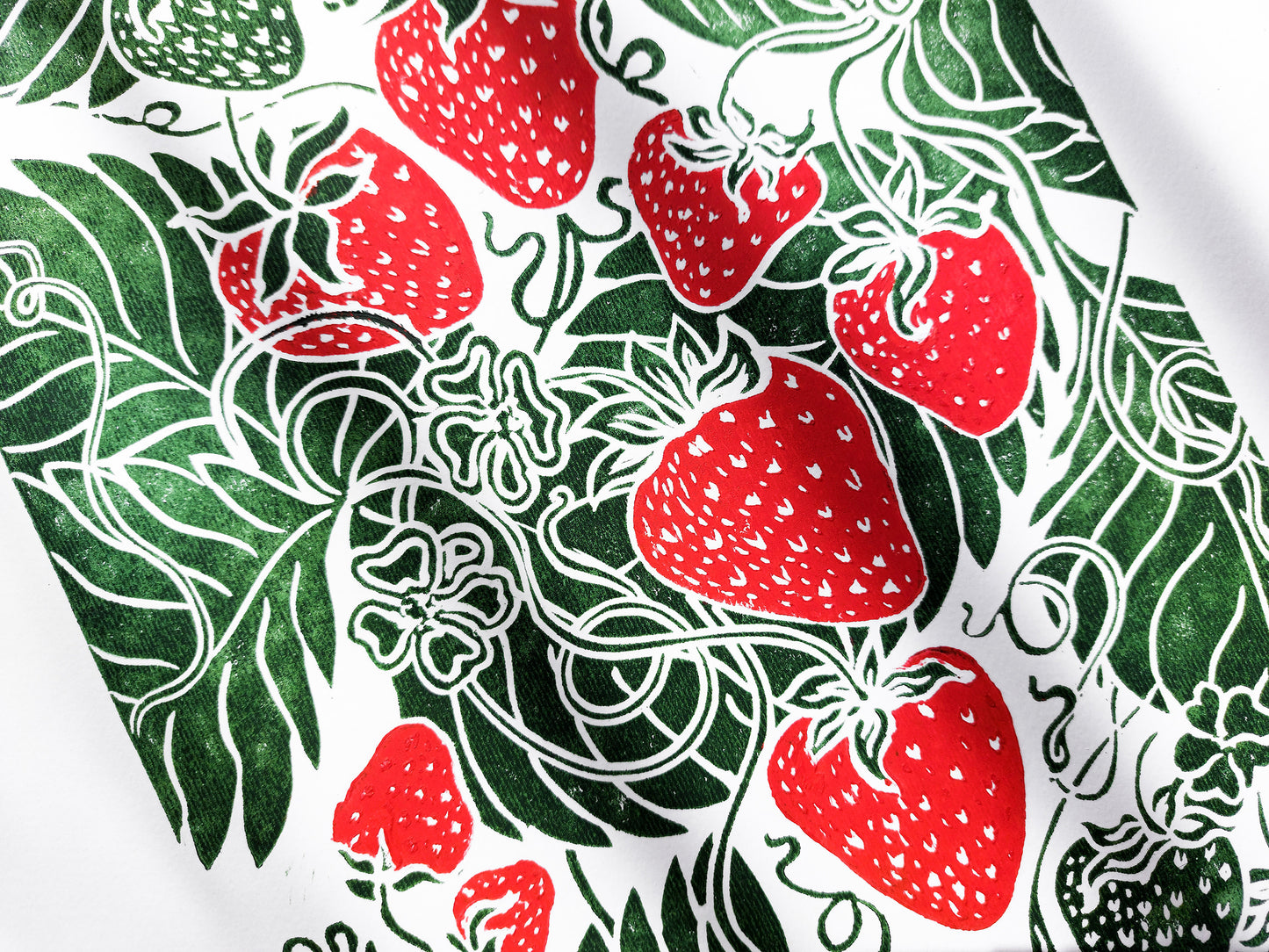 Linocut print Linogravure lino Botanical block original artwork Relief printmaking linoleum wall art Farmhouse lover gift Bedroom dining decor Modern kitchen art cottagecore decor Berry Strawberries strawberry nature first home gift farm