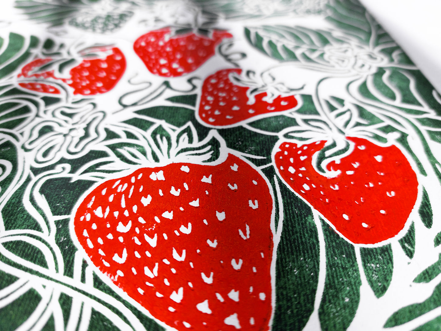 Linocut print Linogravure lino Botanical block original artwork Relief printmaking linoleum wall art Farmhouse lover gift Bedroom dining decor Modern kitchen art cottagecore decor Berry Strawberries strawberry nature first home gift farm