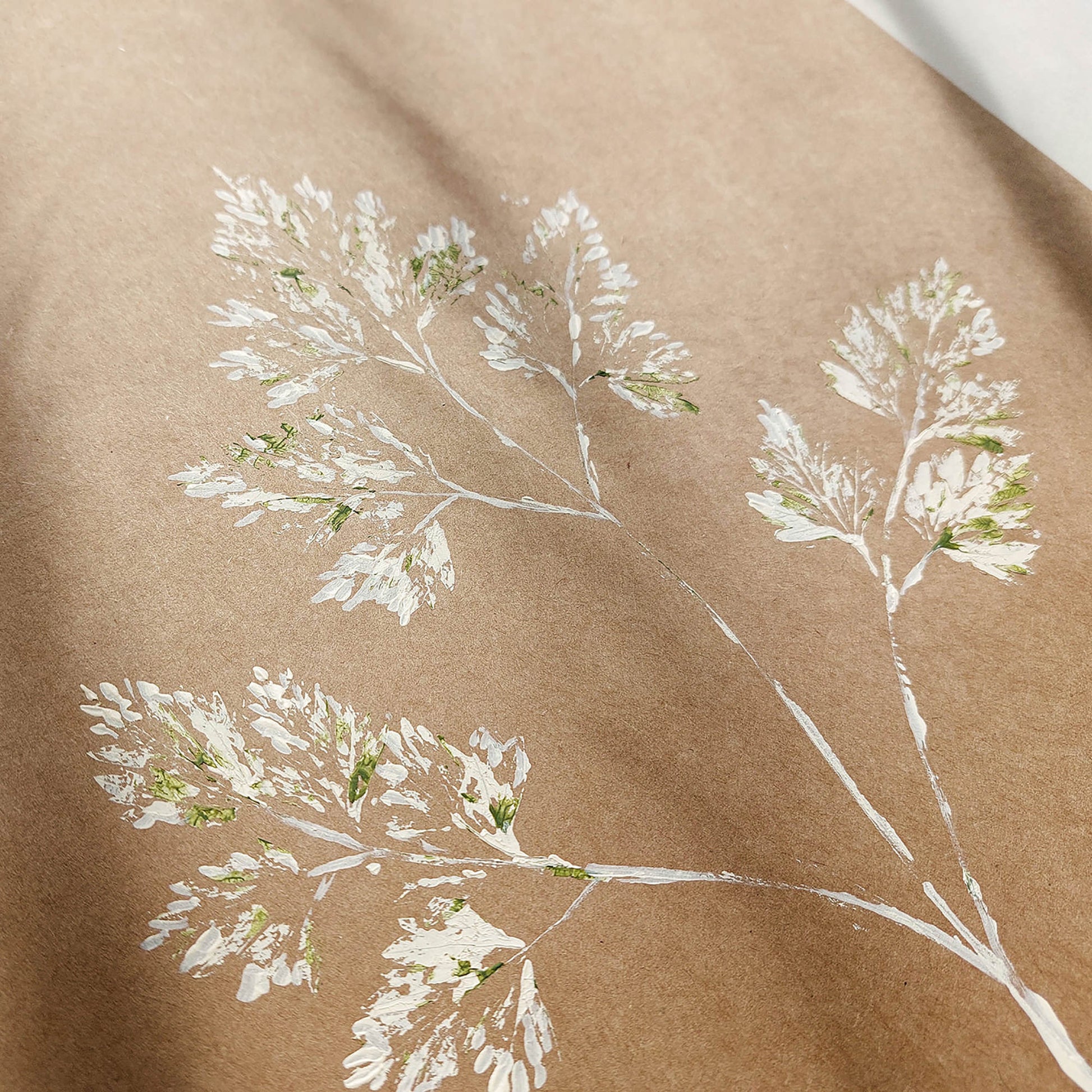 farmhouse wall decor modern kitchen parsley plant monotype print original artwork printmaking rustic fall dining room decor gift to say thanks one of a kind monoprint hostess mother christmas beige acrylic mocha mousse color leaf fall botanical gift for her grandmother cottagecore autumn relief entryway thanksgiving minimalist nature lover new home thankful to say thanks texture farm thanksgiving table entryway xmas seasonal mother thoughtful foraged self sister mom mother godmother wife woman