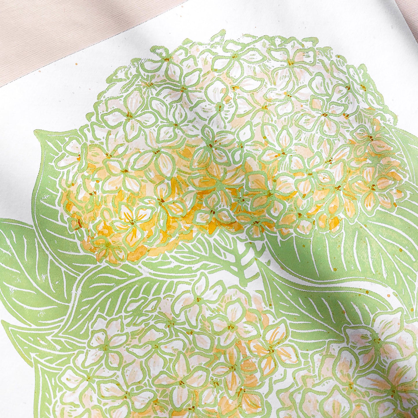 Lime cream green and yellow watercolor hydrangea flowers Linocut print Housewarming gift, hostess gift, home gift unique, heirloom gift, handmade gift for women, handmade gift for the home, grandmother gift, grandma gift, going away gift for coworker, godparent gift, godmother gift, girlfriend gift, gift for the home, gift for best friend female, foraged wall art, Flower wall art, Floral wall art, Farmhouse wall decor, farm kitchen wall art, farm decor, easter gift, dorm room decor, diy gift