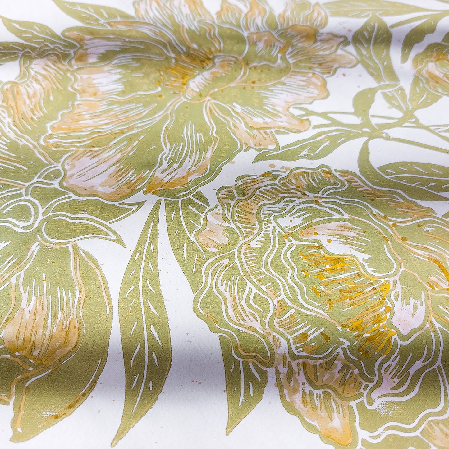 Watercolor yellow Lime Cream Green peonies flowers and green plant Linocut print wall art decor living room wall art minimalist, Living room wall art, laundry room decor, kitchen wall art, Housewarming gift, hostess gift, home gift unique, heirloom gift, handmade gift for women, handmade gift for the home, grandmother gift, grandma gift, going away gift for coworker, godparent gift, godmother gift, girlfriend gift, gift for the home
