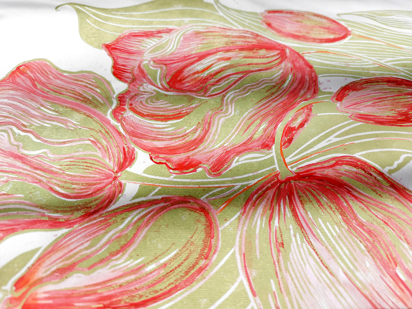 Watercolor red painting Linocut print
Linogravure lino
Floral farm rustic
Botanical relief
Original printmaking
Modern kitchen
new first home
Summer wall art
artwork block decor
Nature lover gift
tulips flowers
rustic housewarming