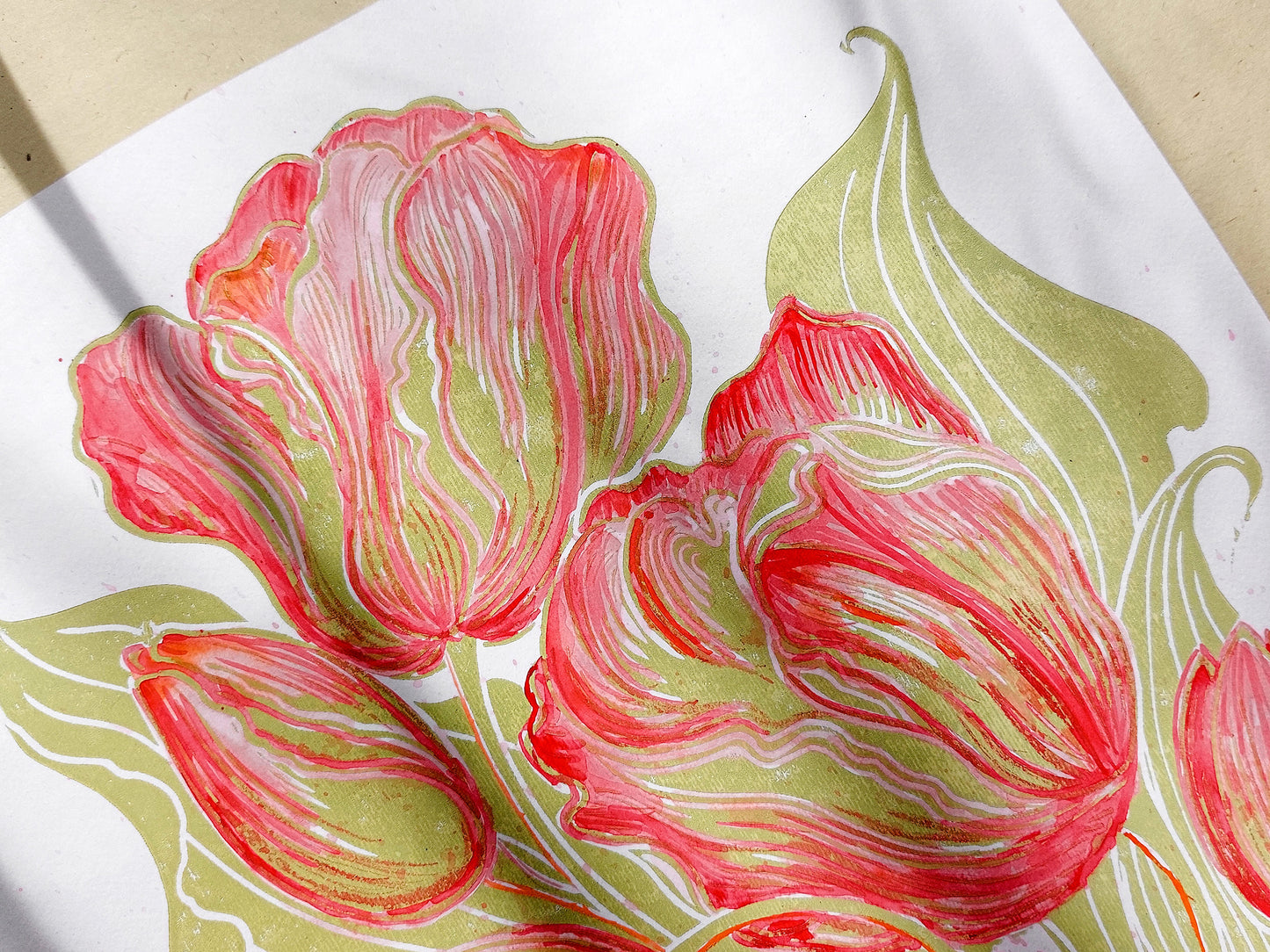 Watercolor red painting Linocut print
Linogravure lino
Floral farm rustic
Botanical relief
Original printmaking
Modern kitchen
new first home
Summer wall art
artwork block decor
Nature lover gift
tulips flowers
rustic housewarming