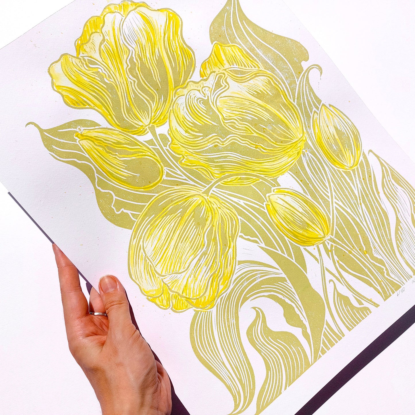 Watercolor yellow tulips flowers Lime cream green plant Botanical linocut print living room wall art minimalist, Living room wall art, laundry room decor, kitchen wall art, Housewarming gift, hostess gift, home gift unique, heirloom gift, handmade gift for women, handmade gift for the home, grandmother gift, grandma gift, going away gift for coworker, godparent gift, godmother gift, girlfriend gift, gift for the home