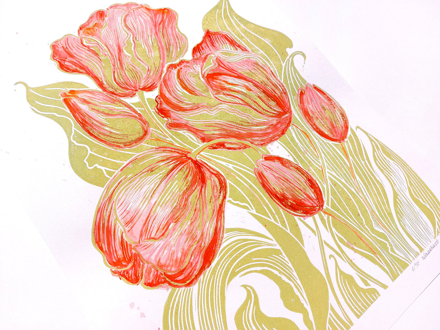 Watercolor red painting Linocut print
Linogravure lino
Floral farm rustic
Botanical relief
Original printmaking
Modern kitchen
new first home
Summer wall art
artwork block decor
Nature lover gift
tulips flowers
rustic housewarming