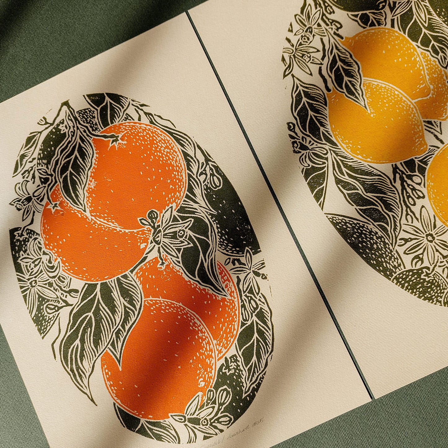 Gallery wall set of 2 Vintage lemons and oranges fruits linocut print for Kitchen art decor, one of a kind, office wall decor, nurse gift, niece gift from aunt, new mom gift, new job gift, New home gift, new grandma gift, new apartment housewarming gift, new apartment gift, nature wall ar, nature print, Nature original art, nature lover gift, mothers day gift ideas, mothers day gift from daughter, mothers day gift, mother in law gift, mom birthday gift, Modern kitchen art, long distance gift, living room