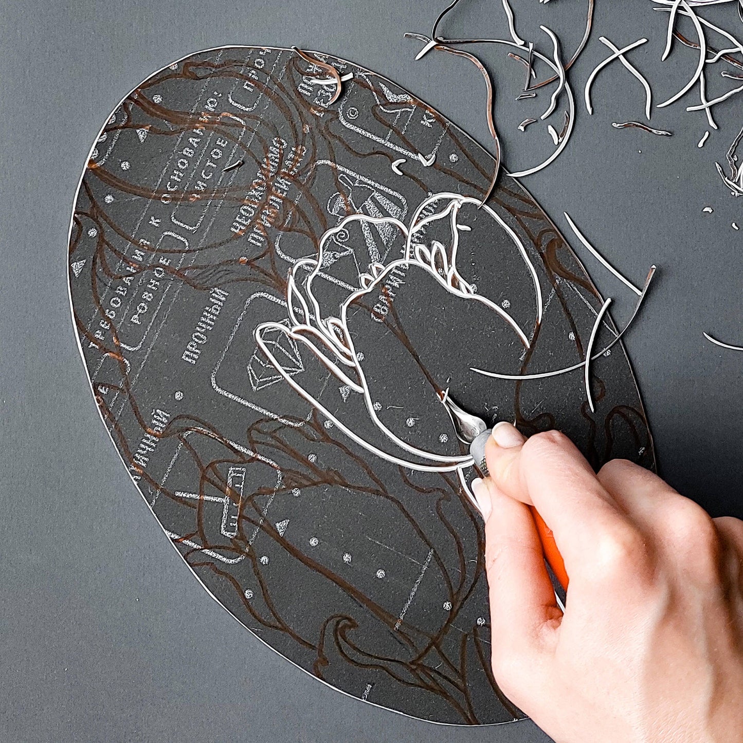 lino block tulips lino cutting