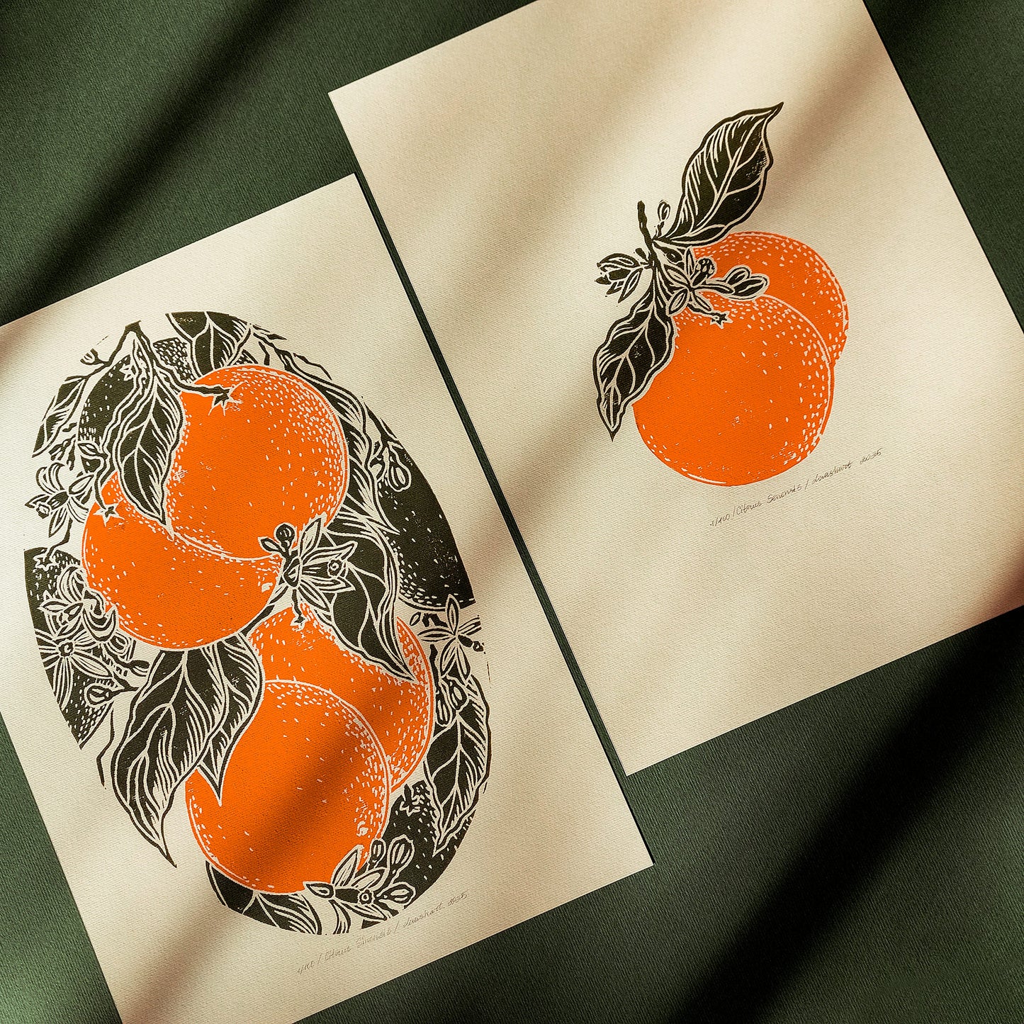 Gallery wall set of 2 Vintage oranges fruits linocut print for Kitchen art decor, dorm room decor, diy gift, Dining Room Decor, Dining room art, daughter in law gift, cottagecore wall art, cottage core, citrus wall art prints, Botanical wall art, Botanical print, bookshelf decor, Block print, Beige color, Bedroom wall art, aunt gift, Aesthetic wall art
