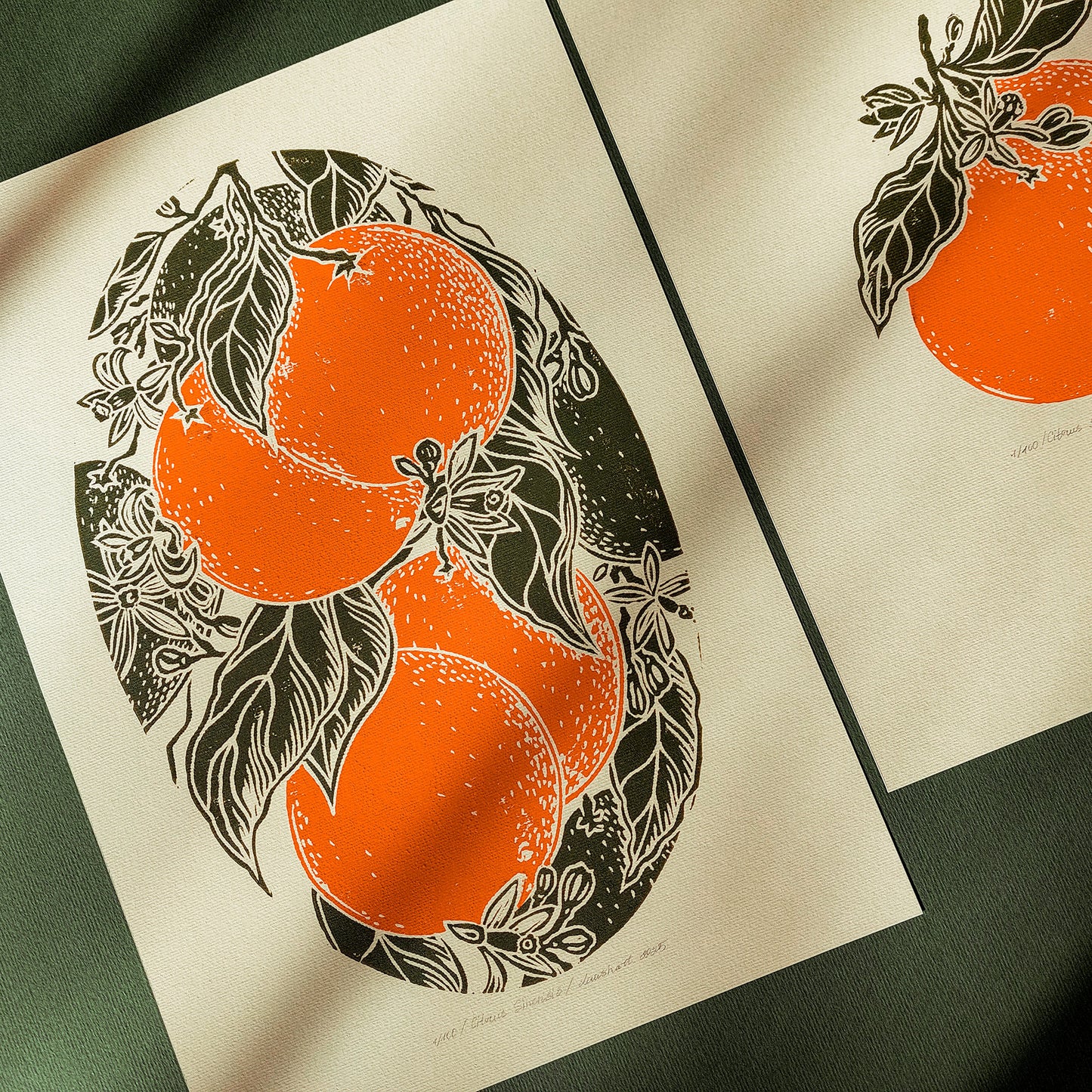 Gallery wall set of 2 Vintage oranges fruits linocut print for Kitchen art decor, Oranges artwork, Orange color, Orange and green art, one of a kind, office wall decor, nurse gift, niece gift from aunt, new mom gift, new job gift, New home gift, new grandma gift, new apartment housewarming gift, new apartment gift, nature wall ar, nature print, Nature original art, nature lover gift, mothers day gift ideas, mothers day gift from daughter