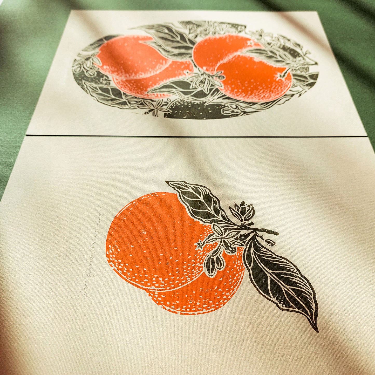 Gallery wall set of 2 Vintage oranges fruits linocut print for Kitchen art decor, wall hanging, Vintage art, unique wall art, trendy wall art, thank you gift boss, teacher appreciation gift, Summer wall art, sister in law gift, shelf decor, self gift, Sage green color, rustic artwork, Retro artwork, retirement gift, Relief print, realtor closing gift, Printmaking art, Plant print, plant lover gift, original illustration, original artwork