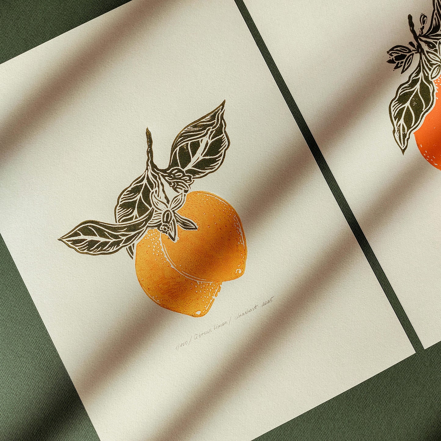 Gallery wall set of 2 Vintage lemon and orange fruits linocut print for Kitchen art decor one of a kind, office wall decor, nurse gift, niece gift from aunt, new mom gift, new job gift, New home gift, new grandma gift, new apartment housewarming gift, new apartment gift, nature wall ar, nature print, Nature original art, nature lover gift, mothers day gift ideas, mothers day gift from daughter, mothers day gift, mother in law gift, mom birthday gift, Modern kitchen art, long distance gift, living room wall