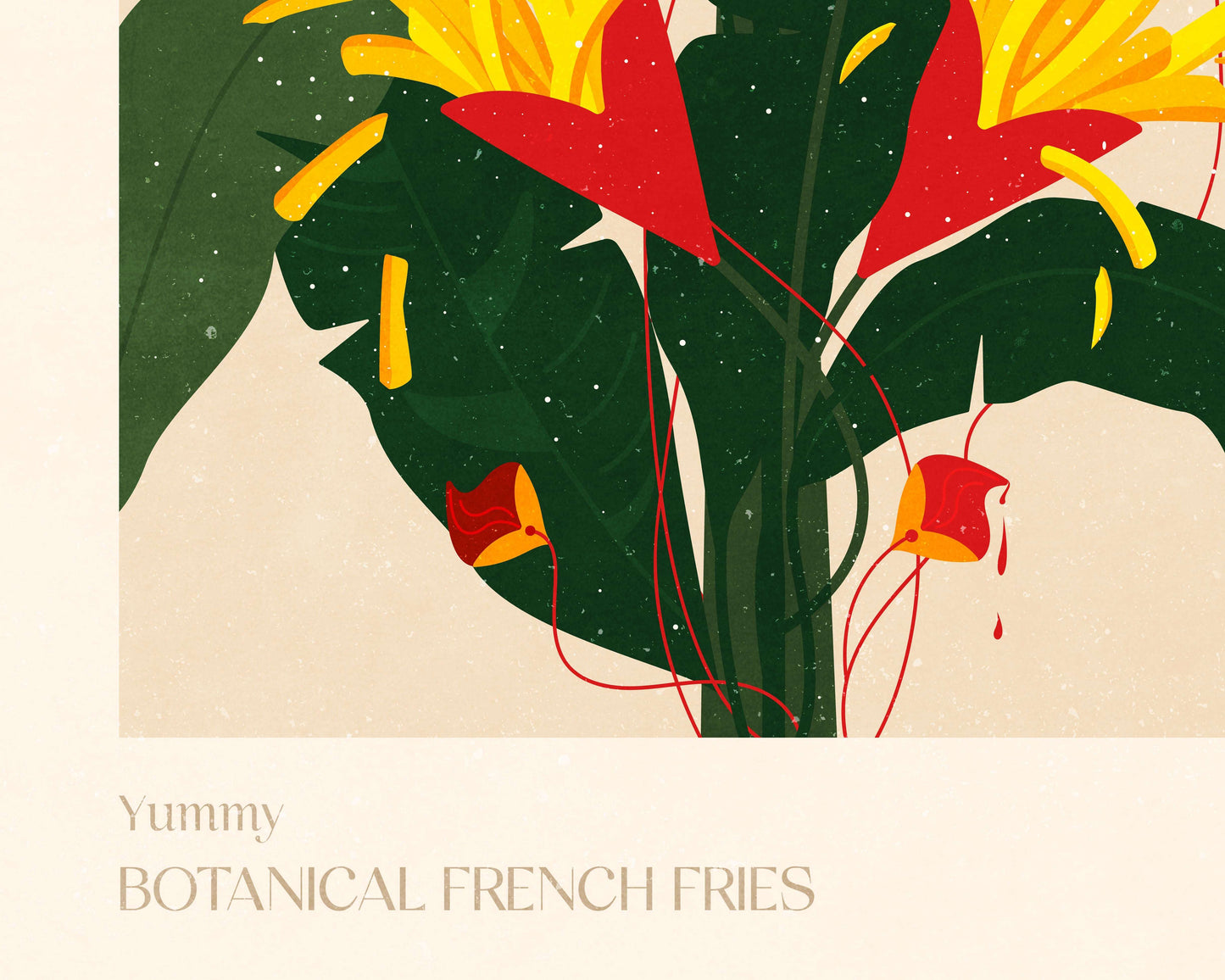 Yummy botanical french fries food poster