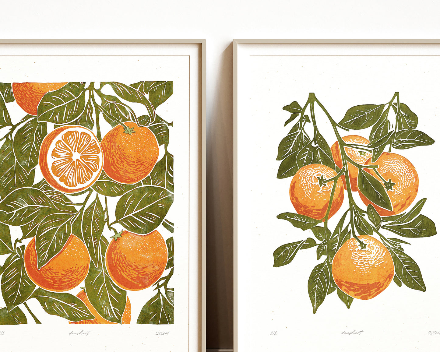 Printable linocut fruits prints Vintage sage green oranges Gallery wall set of 2 Relief wall art decor Digital modern kitchen food poster Living room wall art Nature lover gift fruit prints lino Cottagecore decor downloadable instant download kitchen Bedroom doorm entryway farm farmhouse rustic modern branch foraged food