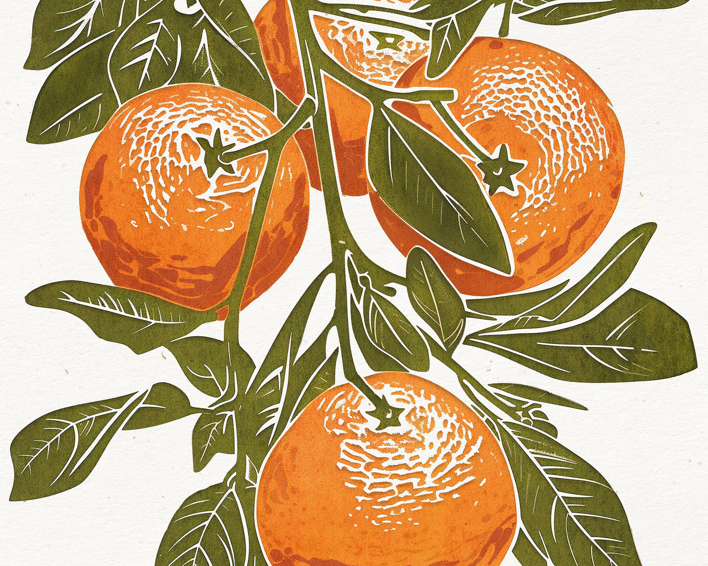 Living room wall art Nature lover gift Printable linocut fruit prints lino Sage green oranges foraged texture Cottagecore decor Digital downloadable kitchen Bedroom Relief vintage print modern branch Gallery wall set of 2 poster large