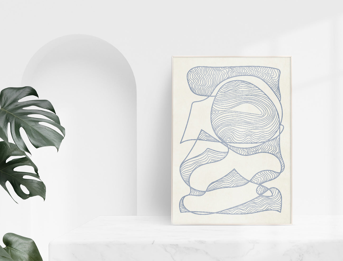 Printable wall art INSTANT DOWNLOAD Modern decoration Mid century modern Geometric large Neutral blue beige Abstract line poster Trendy bedroom decor living room office Japandi simple New first home gift thank you wife coworker digital