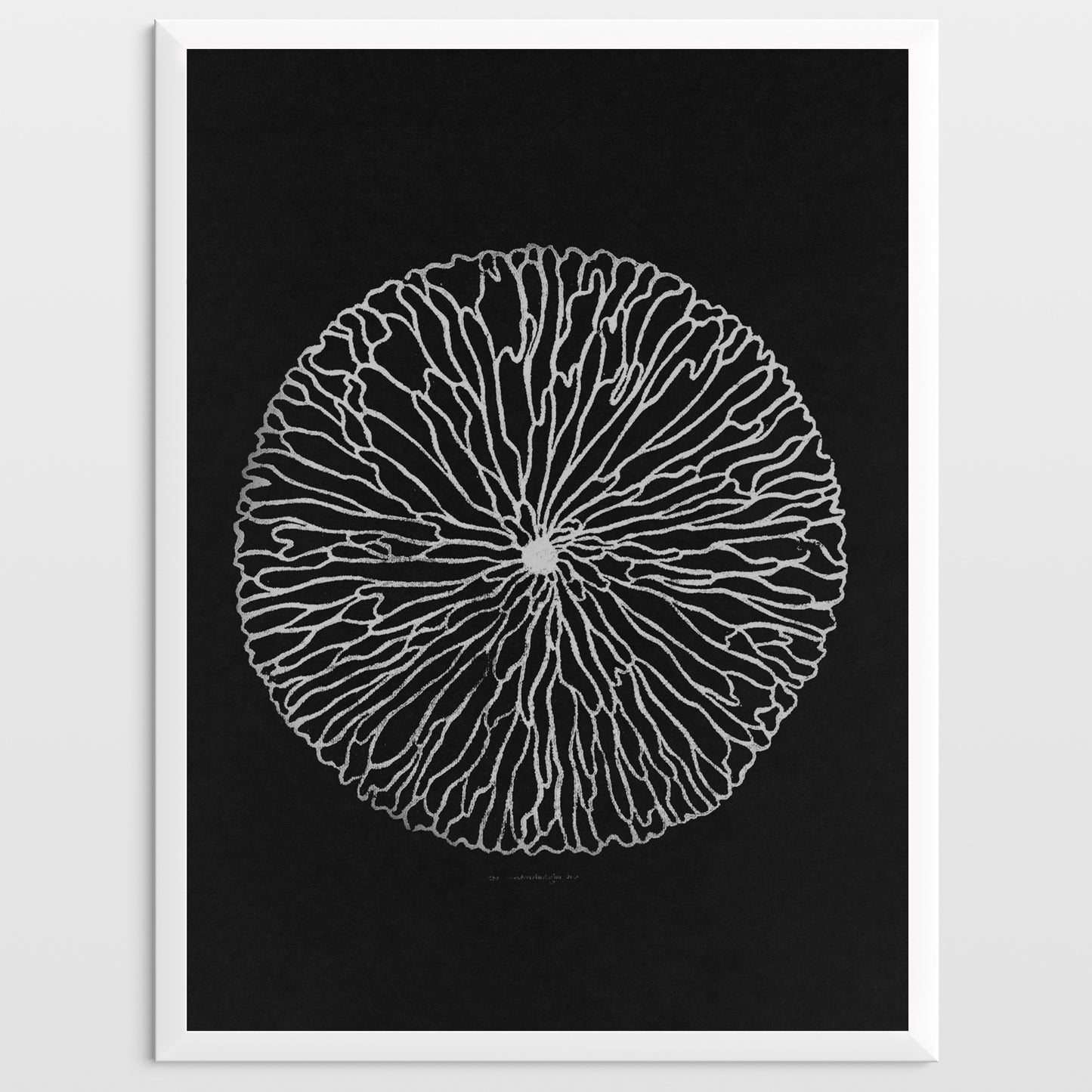Gold abstract flower Linocut print for New home gift UNFRAMED