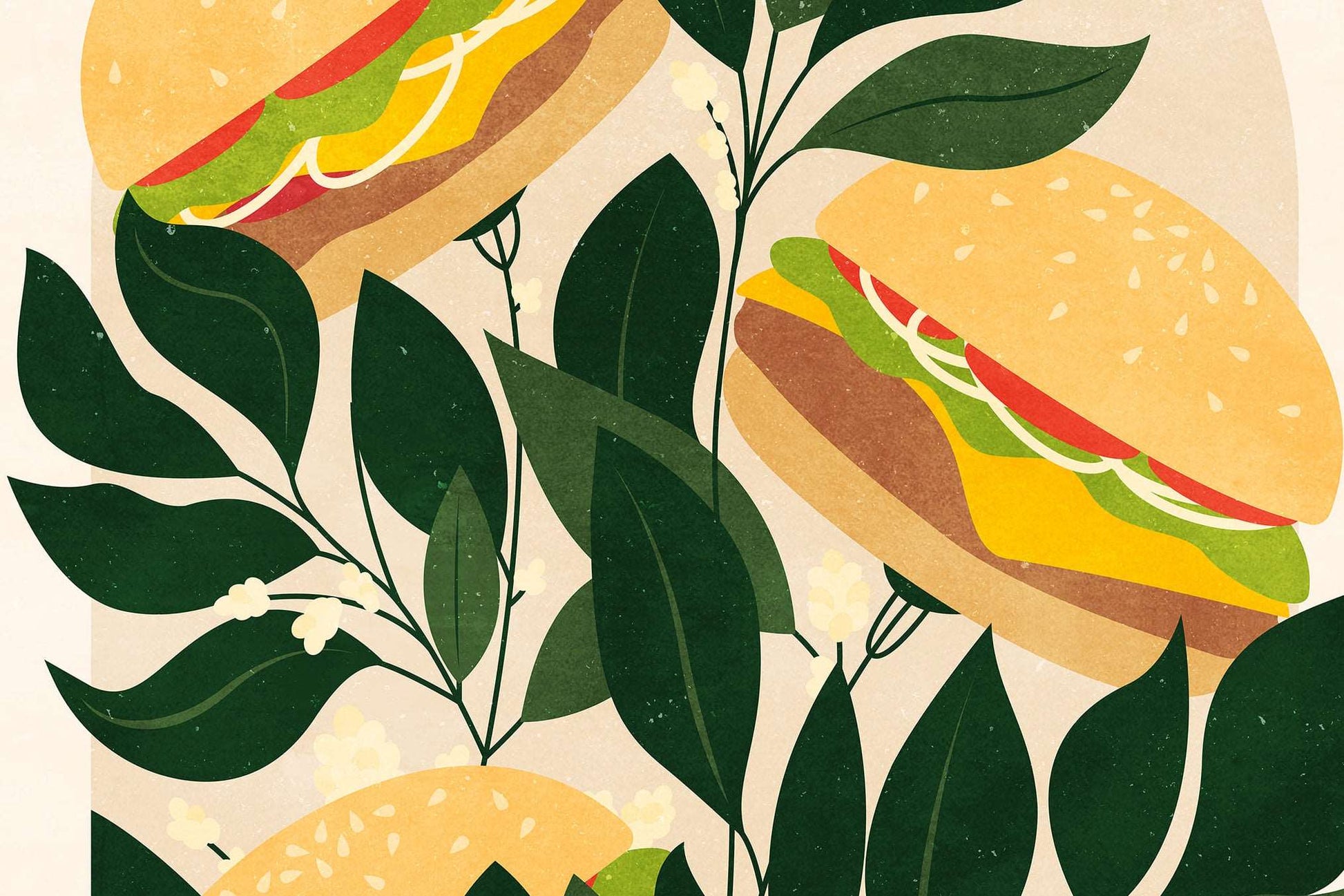 Fast food poster with burger illustration