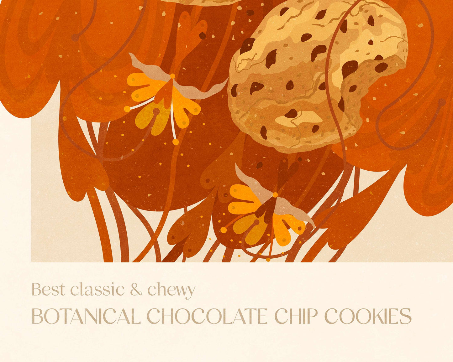 Best classic and chewy botanical chocolate chip cookies botanical printable poster for kitchen
