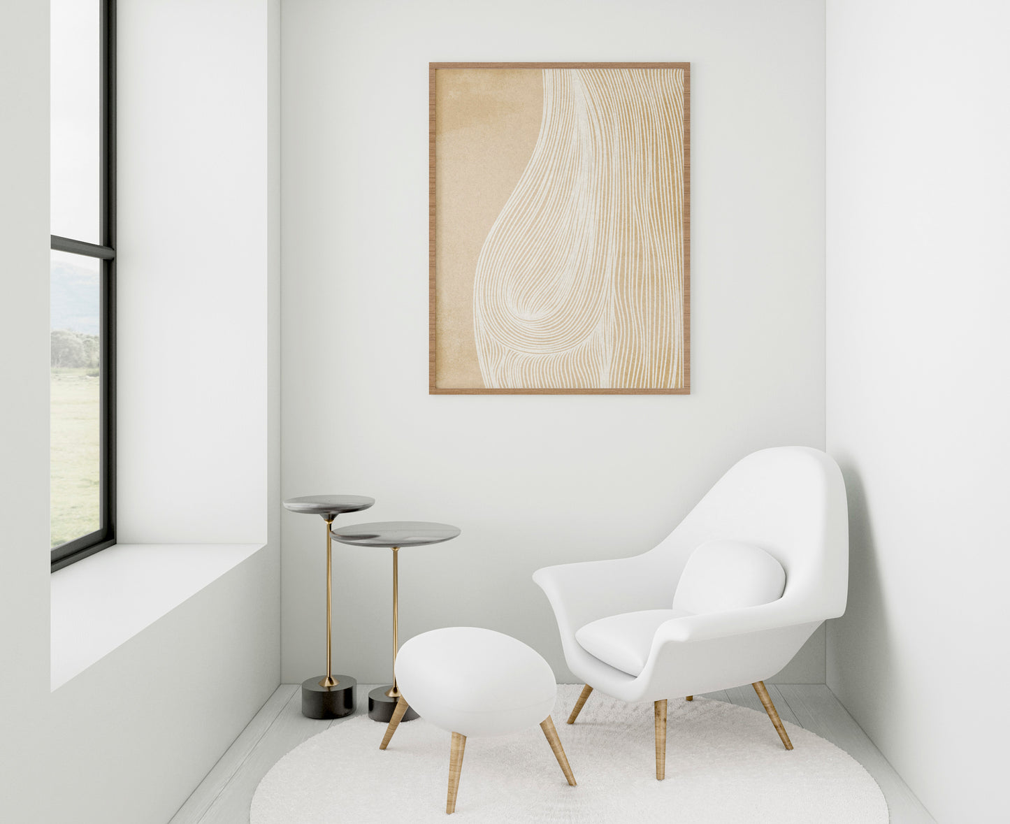 Beige abstract line female printable poster « Figuraline N1 »