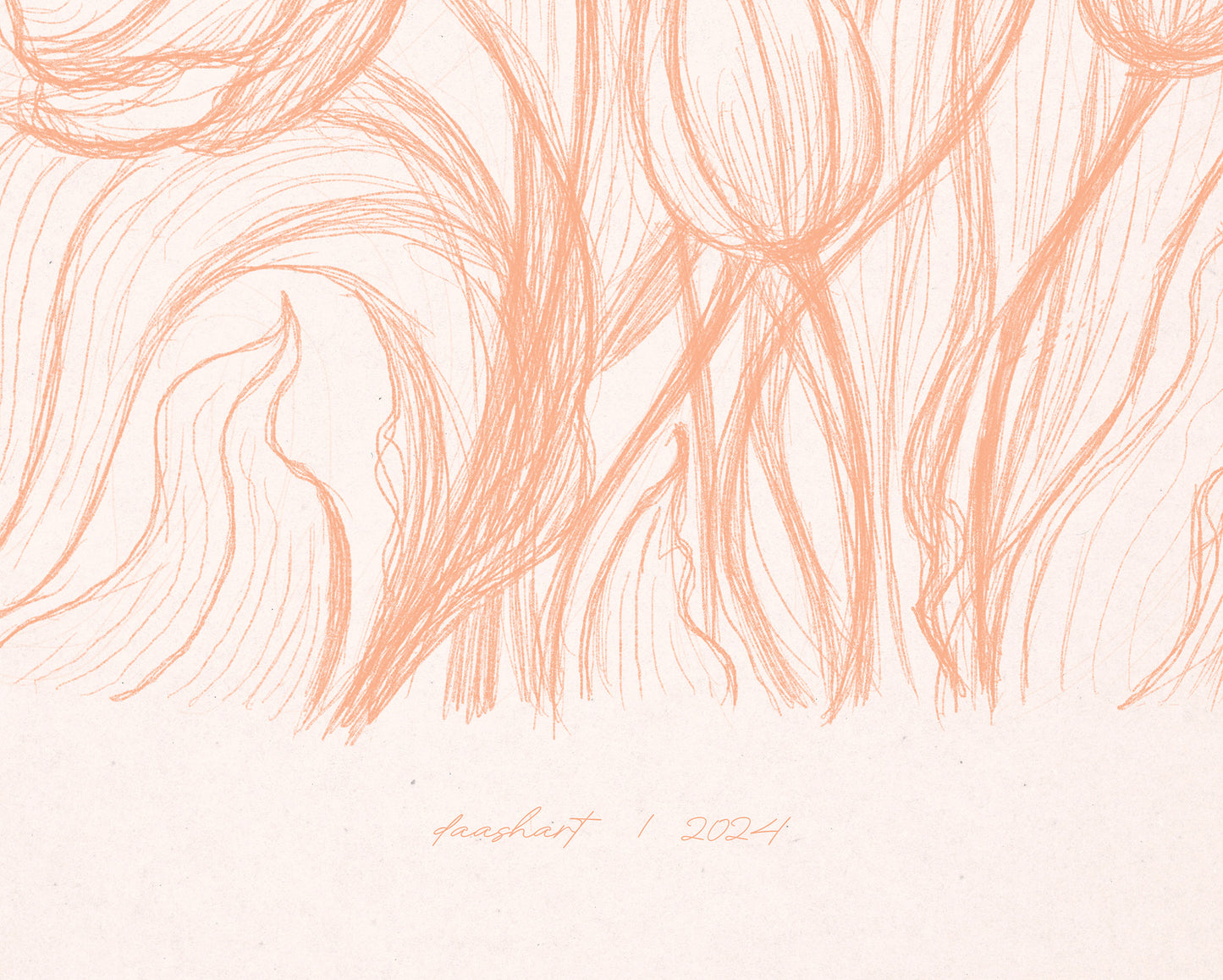 Spring peach fuzz wall art Hand drawn tulips flower sketch Line floral large botanical poster Printable neutral prints for Bedroom decor digital instant download Living room Home workspace large new first housewarming gift