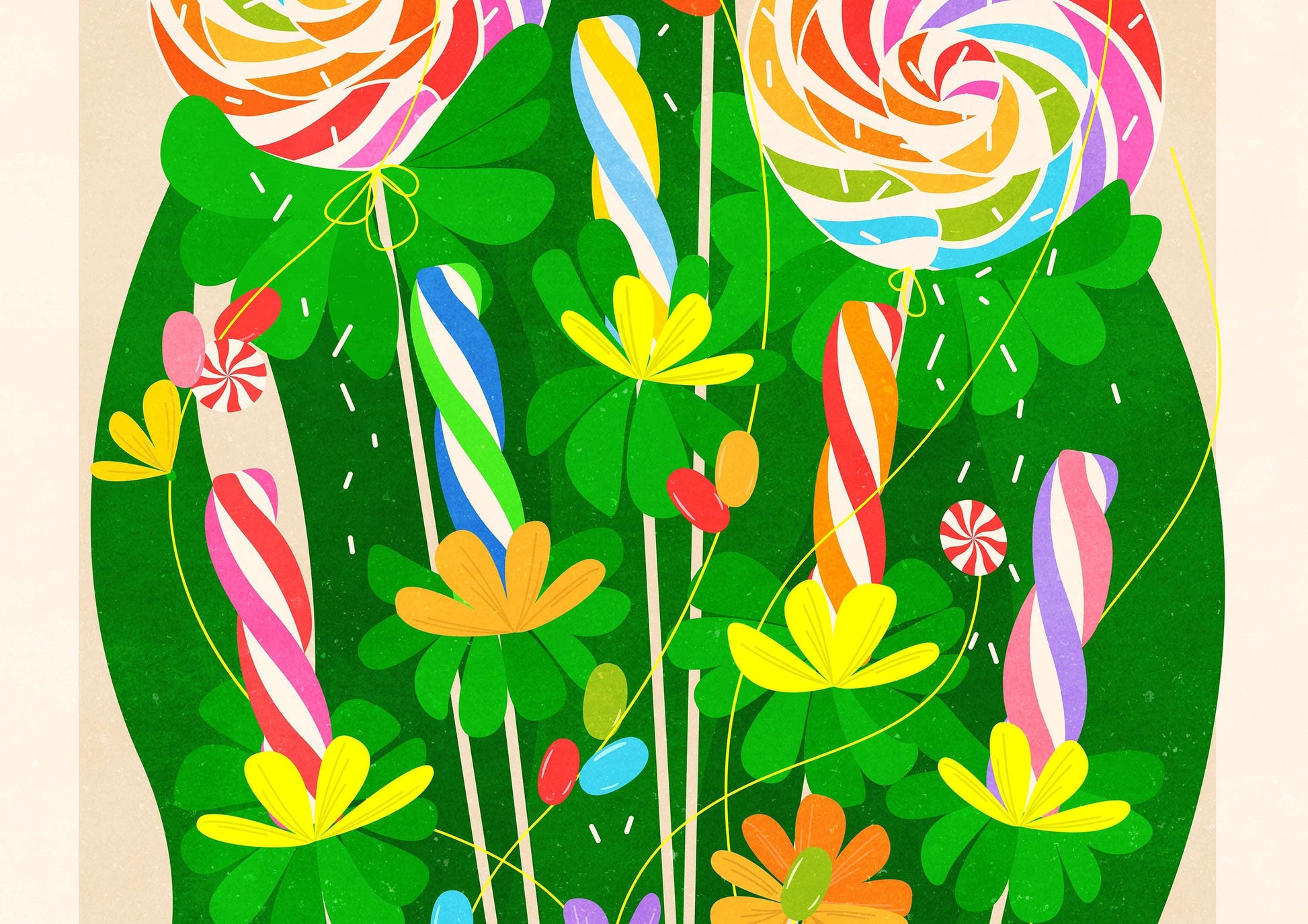 Botanical lollypop candies poster & Rainbow sweets Printable wall art