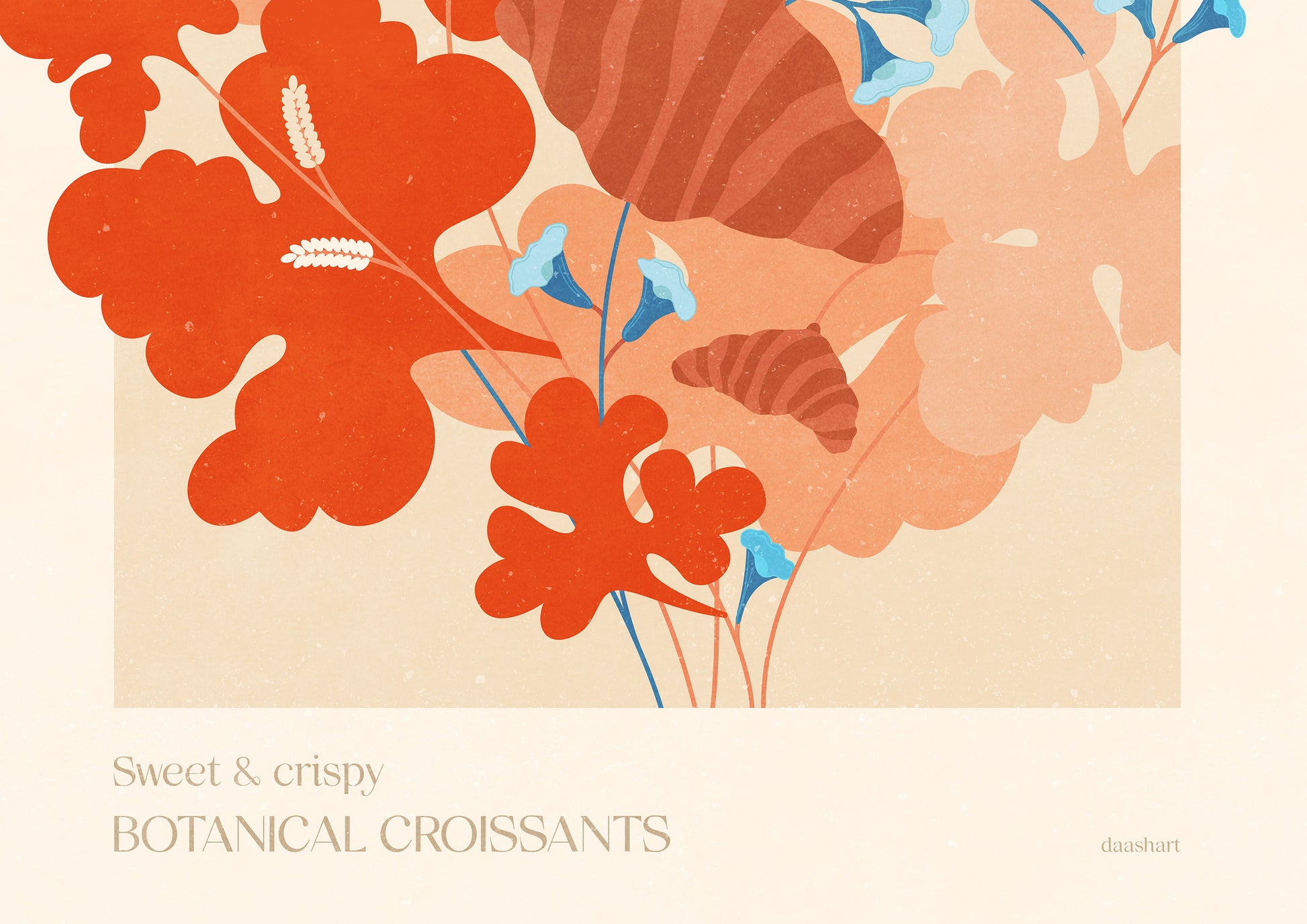 Sweet and crispy botanical croissants dessert food poster