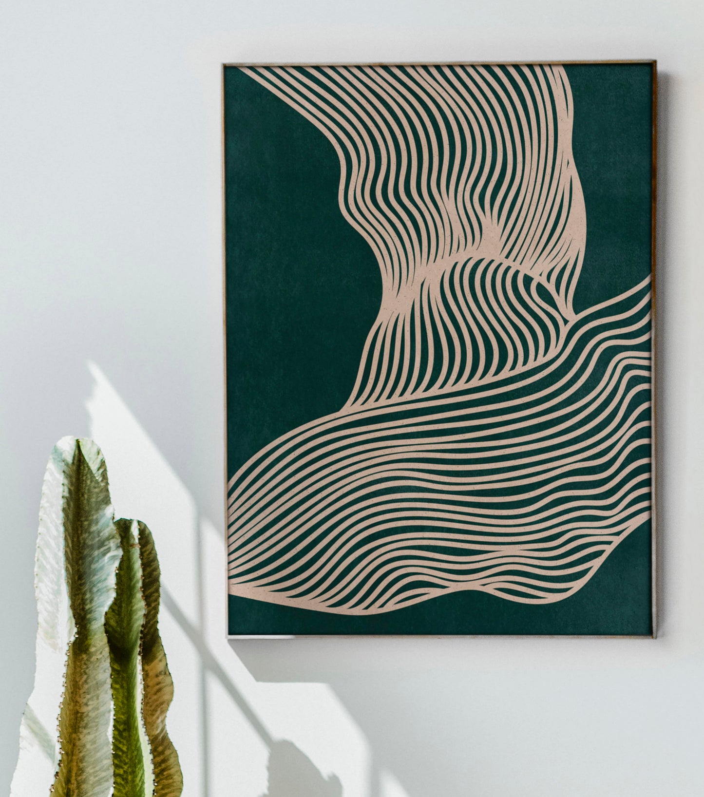 Extra large wall art Printable wall art Trendy emerald green Beige abstract line Art poster Bedroom wall decor Living room wall art INSTANT DOWNLOAD Neutral boho art Modern decoration Minimalist poster Geometric abstract Abstract lines