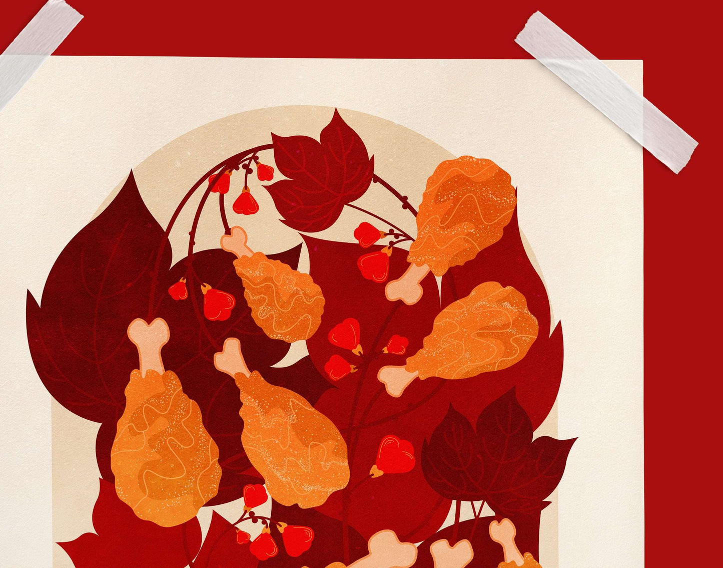 Details Botanical vintage fried chicken poster