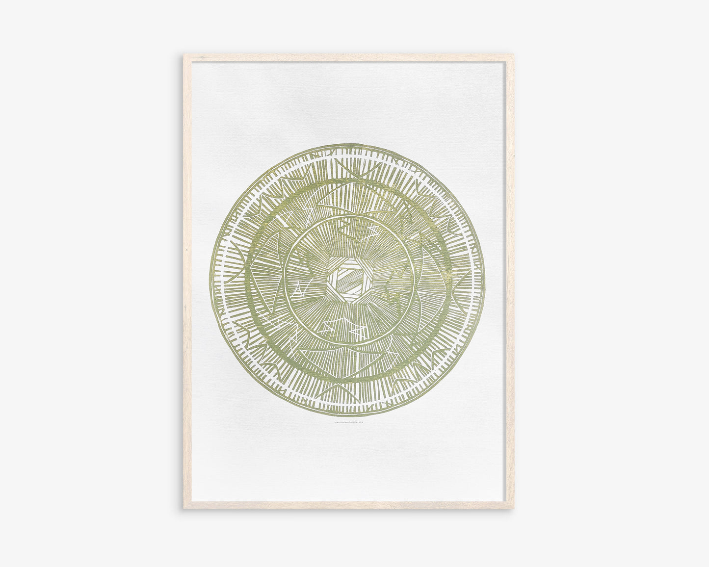Large linocut print Khaki geometric bohemian eclectic circle African american wall art Original artwork for Living room Bedroom decor handmade lino print Linogravure Printmaking relief block print Housewarming gift Mother day gift New home gift