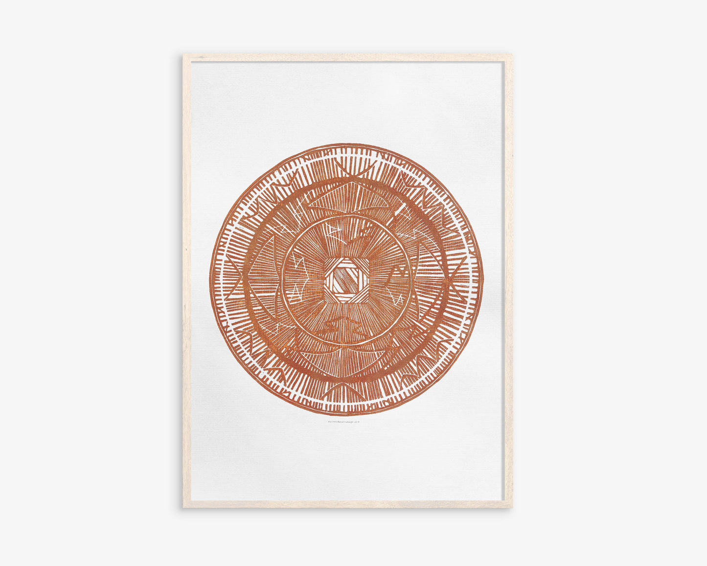 Large linocut print geometric bohemian eclectic circle African american wall art Original artwork for Living room Bedroom decor Terracotta handmade lino print Linogravure Printmaking relief block print Housewarming gift Mother day gift New home gift
