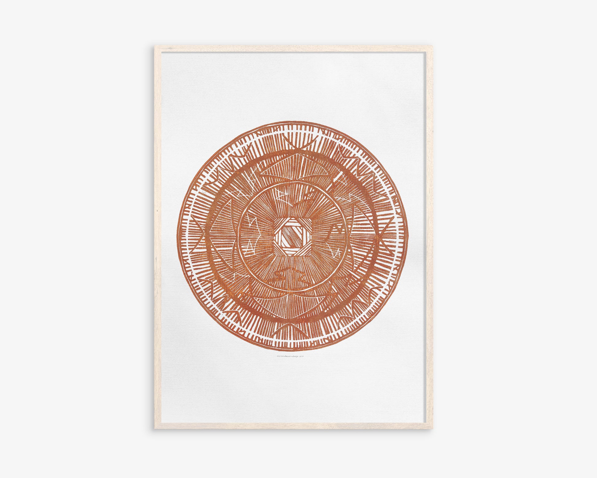 Large linocut print geometric bohemian eclectic circle African american wall art Original artwork for Living room Bedroom decor Terracotta handmade lino print Linogravure Printmaking relief block print Housewarming gift Mother day gift New home gift