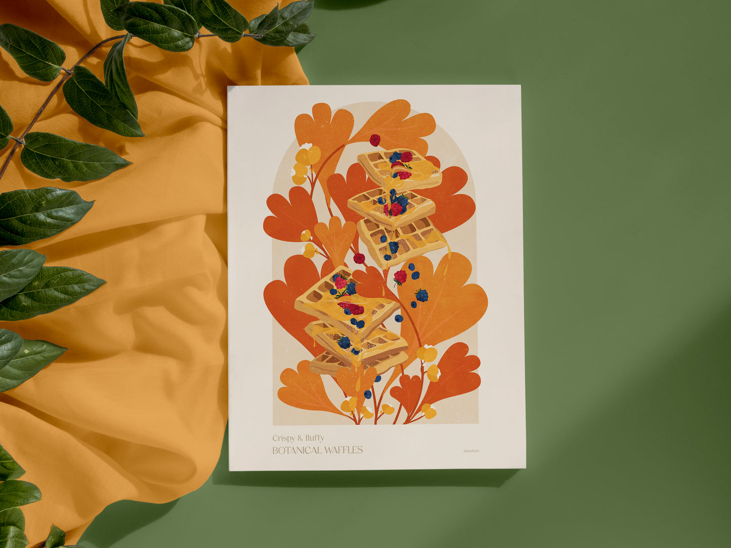 Botanical vintage waffles poster for modern kitchen and bedroom decor Printable wall art INSTANT DOWNLOAD digital poster