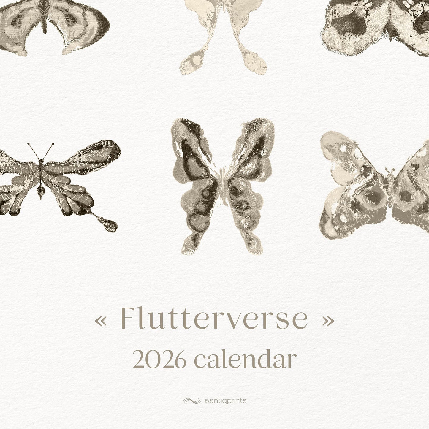 Large Printable 2026 lunar moon phase Illustrated Calendar Rainbow Abstract Butterflies Monthly Planner 11x17in Wall Art Decor New Year Gift INSTANT DOWNLOAD digital moth insect art