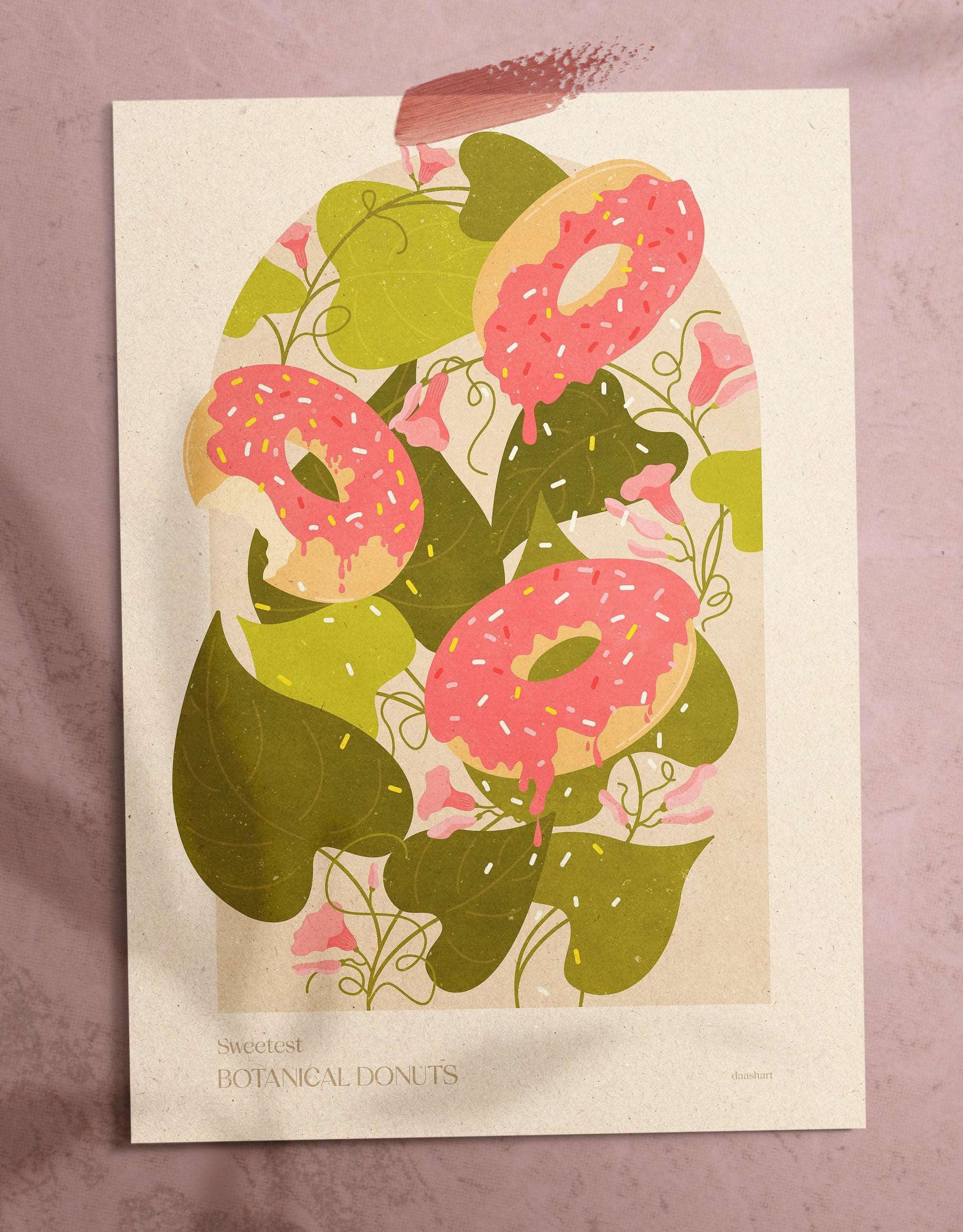 Light green and pink Digital donuts poster